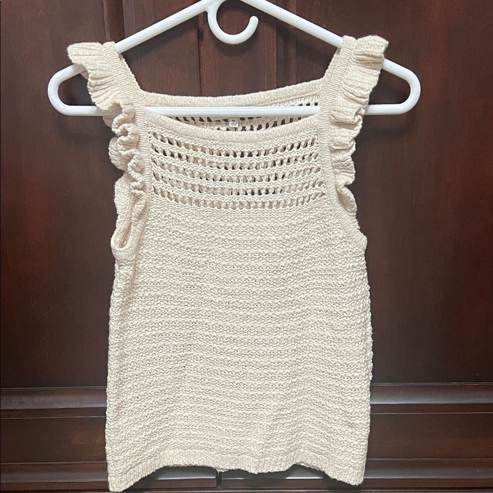 Madewell Cream Ruffled Knit Women's sweater